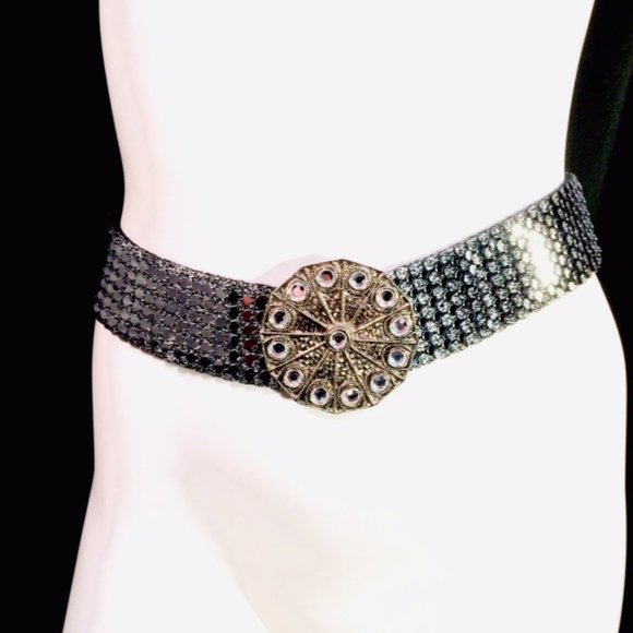 Vtg NOS Antique Silver Tone Stretch Scale Belt main image 4